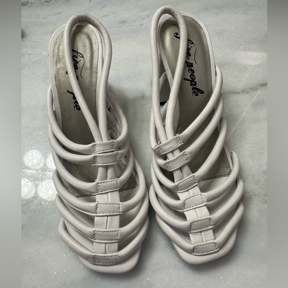 Free People White Strappy block Heels Collection Colette Cinched sandal 8 - Picture 4 of 9